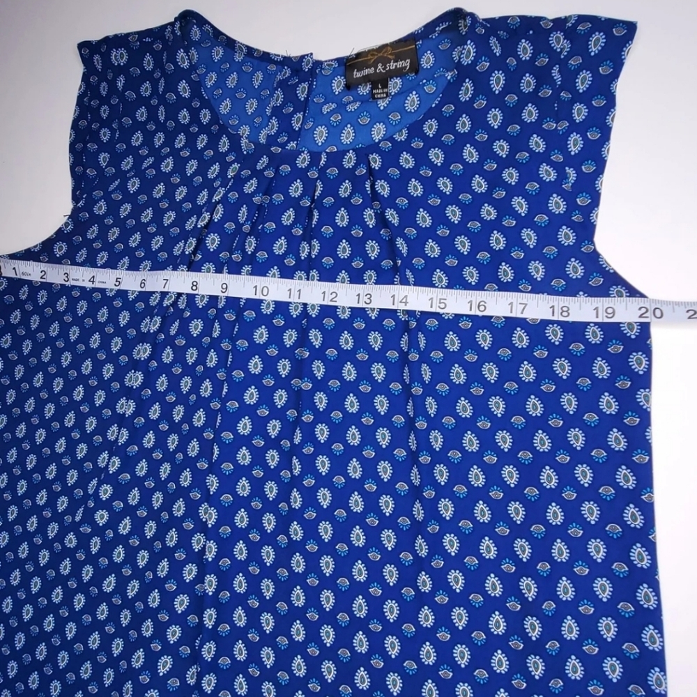 Twine & String Blue Print Top Large - image 4